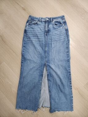 Reitmans Light Blue Denim Midi Skirt with Front Slit